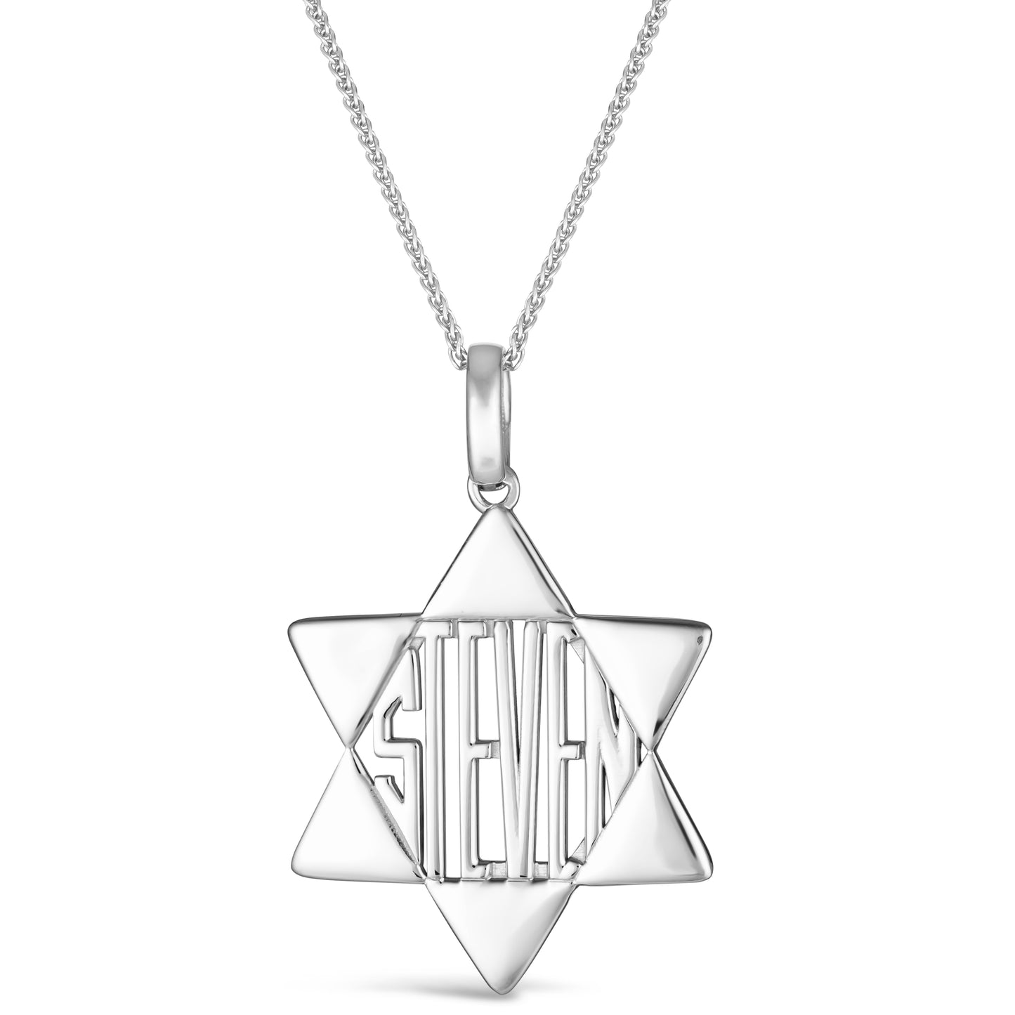 Sterling Silver Clean Lines Star of David Pendant